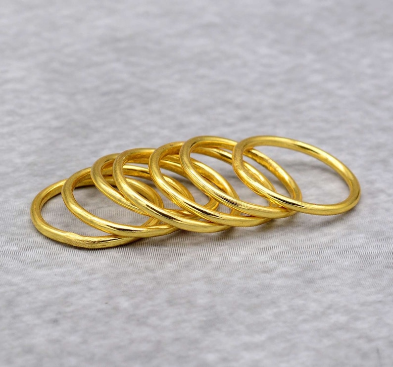 Slightly Rounded Ring Band 2mm Round Band Stacking Rings, Solid 14k Yellow Gold Minimal Jewelry ...