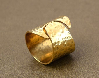 Hammered Ring, Handmade Boho Ring, Full Finger Ring, Hammered Long Ring, Tube Ring, Wide Cuff Ring