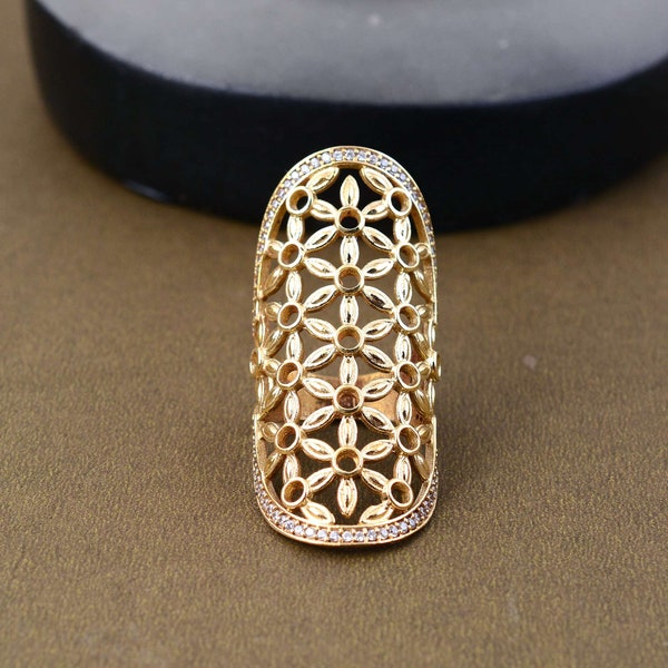 Flower Of Life Ring, Brass Ring, Large Brass Ring, Long Ring, Full Finger Ring ,art Ring, Gift For Her, Arthritis Boho Ring