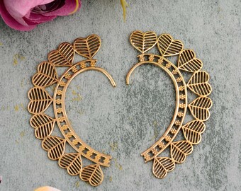Golden Hearts Brass Ear Cuff: Boho Tribal Earring