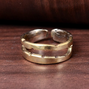 Adjustable Double Band Gold Ring: Minimalist Stack Jewelry