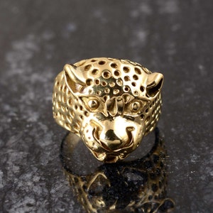 Leopard Ring, Jaguar Ring Panther Brass Ring, Animal Ring, Nature Jungle Ring, Gold Leopard Jewelry, Tiger Ring, Gift for him