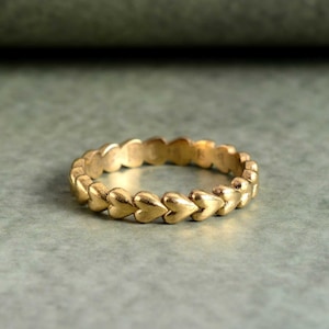 Gold Heart Ring, Gold Multi Heart Ring, Heart Line Minimalist Ring, Tiny Hear Love Band, Stacking Dainty Gold Ring, Gift for Her
