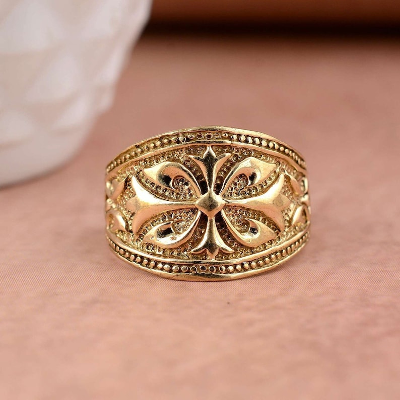 Flower Ring, Fleur De Lis Ring, Statement Ring, Fleur De Lis Symbol