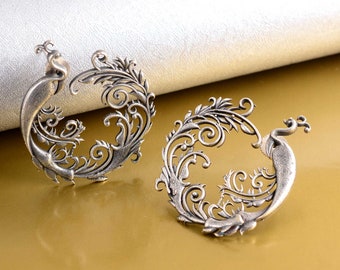 Pendientes de pavo real de plata hechos a mano: joyería de filigrana