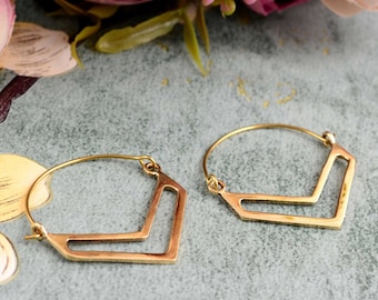 Gold Chevron Ohrringe: Messing Geometrische Ohrringe