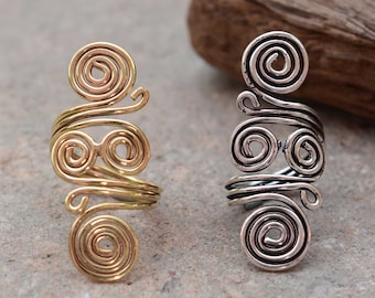 Anillo de espiral dorado: anillo bohemio con diseño de alambre envuelto