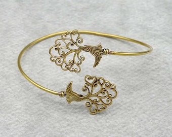 Minimalist Tree Arm Cuff: Gold Swirl Upper Arm Band