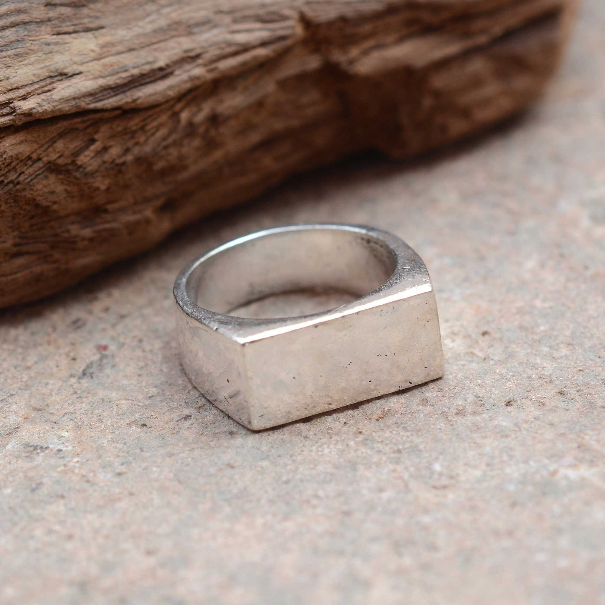Solid Sterling Silver Signet Ring, Rectangle Signet Ring