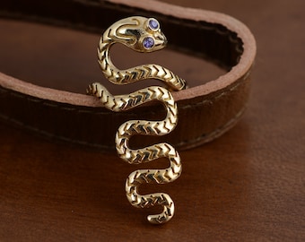 Gold Serpent Ring: Adjustable Gothic Snake Jewelry