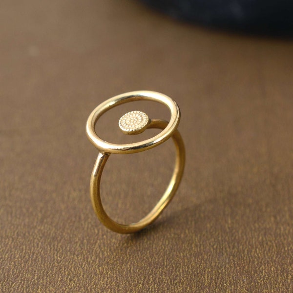 Open circle ring, simple O ring, karma ring, Brass ring, dainty thin gold ring, delicate round ring, big circle ring, minimal geometric ring