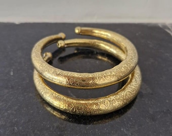 Bracciale africano in ottone fatto a mano: bracciale boho regolabile