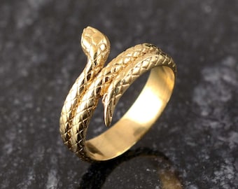 Gold Coiled Snake Ring: Textured Serpentine Jewelry