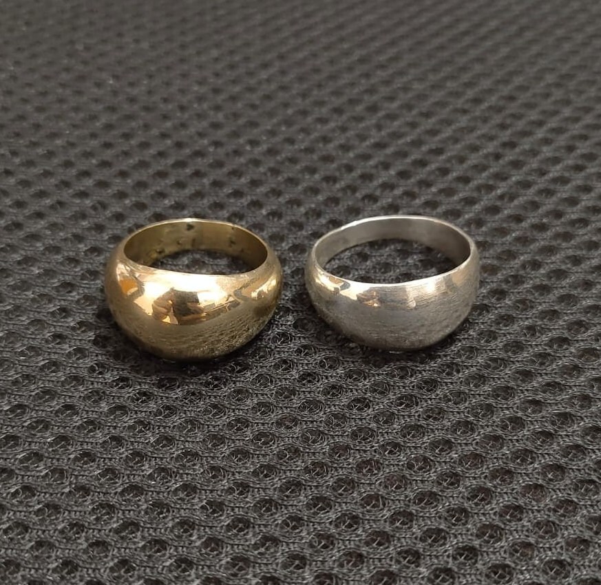 Chunky Dome Ring Set: Modern Sterling Silver & Gold Statement Rings - Etsy