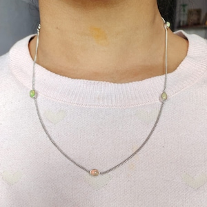 White Opal Gold Chain, Opal Chain 925 Sterling Silver and Gold Plate and Rose Gold, Gift For Her