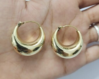 Dome Hoop Earrings, Chunky Gold Hoops, Huggie Hoop Earrings, Minimalist Earrings, Gift for Her
