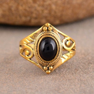 Handmade Black Obsidian Gemstone Ring: Minimalist Jewelry