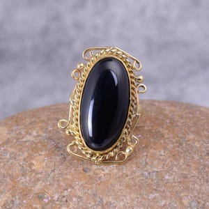 Black Obsidian Gemstone Ring: Handmade Minimalist Boho Ring