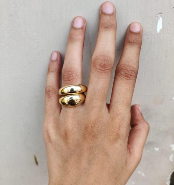 Chunky gold dome ring discount