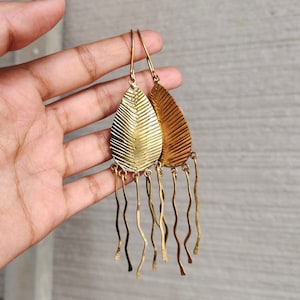 Gold Jellyfish Dangle Earrings: Handmade Resin Earrings