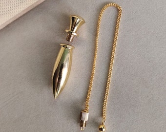 Péndulo De Adivinación De Latón Dorado – Radiestesia Universal Con Cadena De 22 Cm, Incluye E-book, Ideal Para Principiantes Y Expertos
