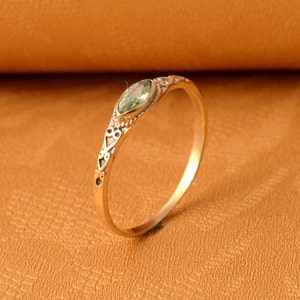 Natural Peridot Ring, Dainty Ring, Marquise Peridot Designer Ring, Engagement Ring, Gemstone Ring, Women Ring, for Him/Her