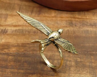 Handmade Brass Swallow Ring, Animal Bird Jewelry - Etsy