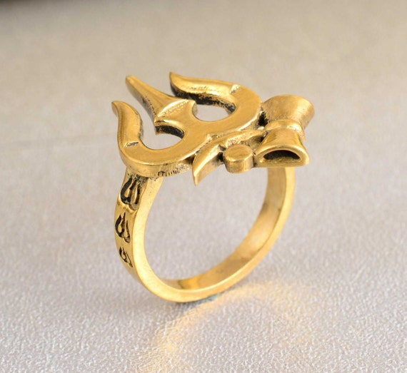 Om Lord Shiva Trishul Ring, Brass Ring, Ohm Ring, Dainty Ring, Handmade Ring,  Yoga Ring, Meditation Ring, Men's Ring, Gift for Her - Etsy Denmark