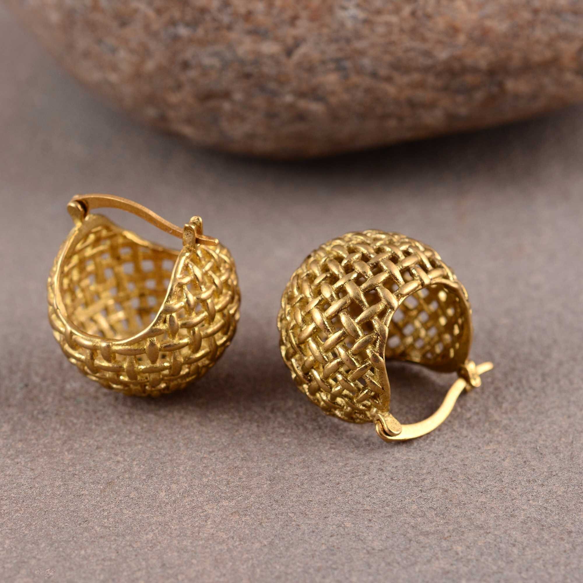 Basket earrings gold best sale