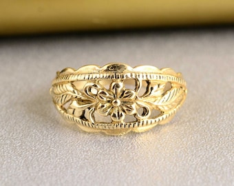 Brass Daisy Flower Ring: Cottagecore Floral Thumb Ring