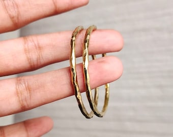 Dainty Gold Hoop Earrings: Lightweight Hammered Hoops