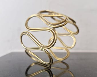 Gold Wide Cuff Bracelet: Modern Minimalist Statement Bangle