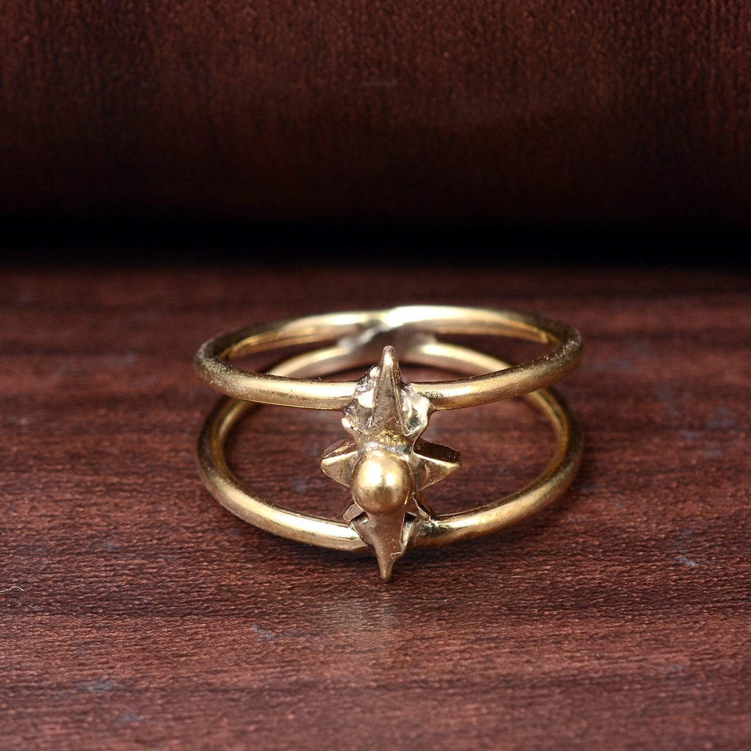 Gold North Star Ring, Starburst Ring, Pole Star Ring, Brass Ring ...
