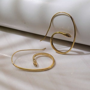 Gold Snake Earrings: Textured Animal Jewelry