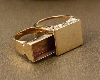 Secret Compartment Ring, Handmade Poison Ring, Signet Pill Ring, Dainty Ring, Poison Jewelry, Poison Ring, Pill box Ring
