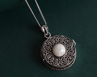 Medicine Hold Pendent ,Rainbow Moonstone Poison Locket for Necklace, Handmade Pendent, June Birth ,Pill Box, Gift For Her