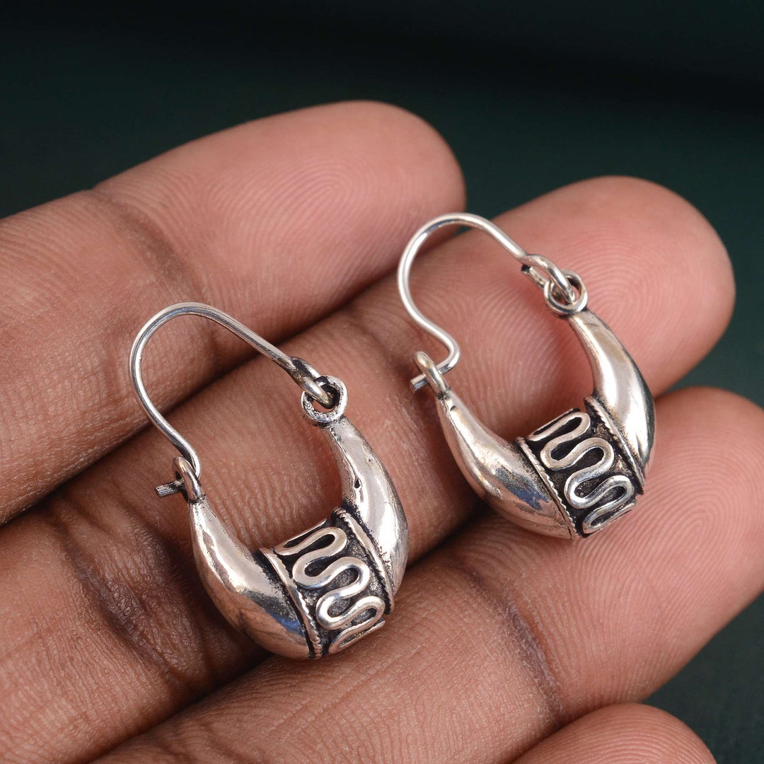 NKlaus Bali Creole single earring 13mm in 925 Sterling Silver