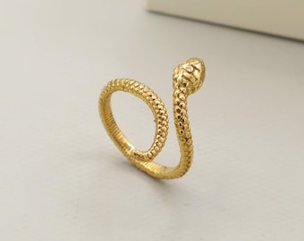 Gold Snake Wrap Ring,  Serpent Jewelry, Reptile Lover Gift