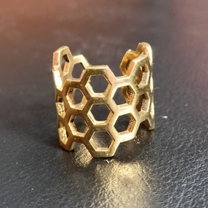 Brass Honeycomb Ring, Hexagon Ring, Adjustable Honeycomb Ring, Bee Honey Comb Jewelry, Brass Adjustable Ring, Geometric Ring