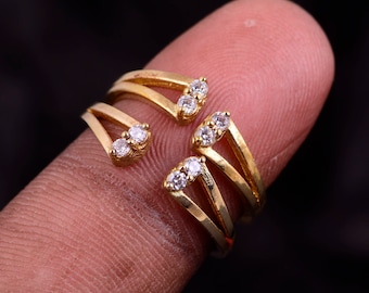 Front Openable Dimond ( CZ)  Gold Toe Ring or Midi Ring, Gold Toe Ring, Women Toe Ring, Adjustable Toe Ring