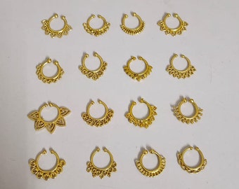 Faux Gold Septum Cuff: Clip On Fake Septum Ring