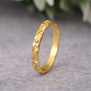 Gold Wedding Band Romance in the Garden 14K Gold Floral Patterned Ring Gold Wedding Ring Women's Wedding Band Vintage Band