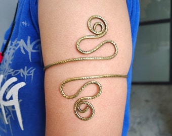 Hammered Grecian Swirl Arm Cuff - Upper Arm Band