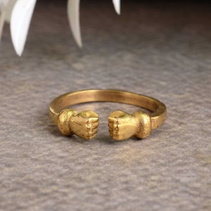 Gold Angry Fist Ring: Strong Together Jewelry