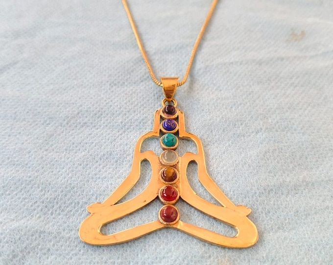 Yoga Necklace, Spiritual Yogi Symbol Necklace, Yoga Goddess Charm, Meditation Necklace, Chakra Pendant, Gift for Her
