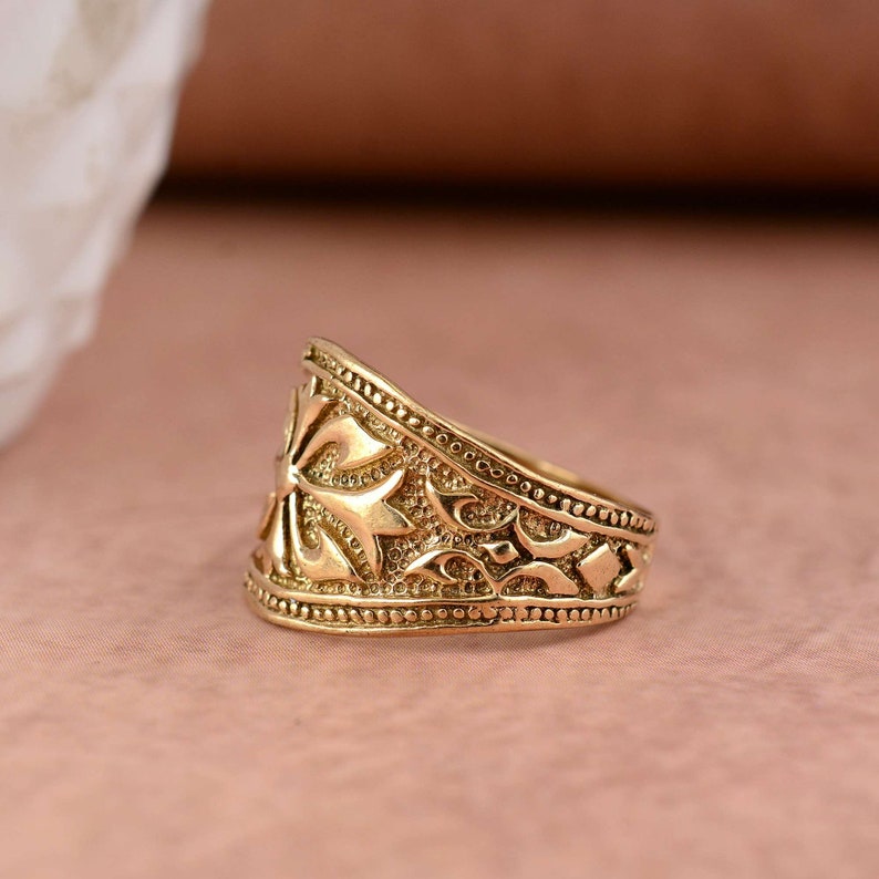 Flower Ring, Fleur De Lis Ring, Statement Ring, Fleur De Lis Symbol