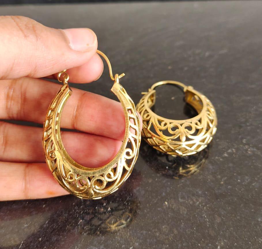 Filigrane Hoop Ohrringe, Filigrane Gold Statement Creolen, Handgemachter Vintage, Inspirierter Schmuck
