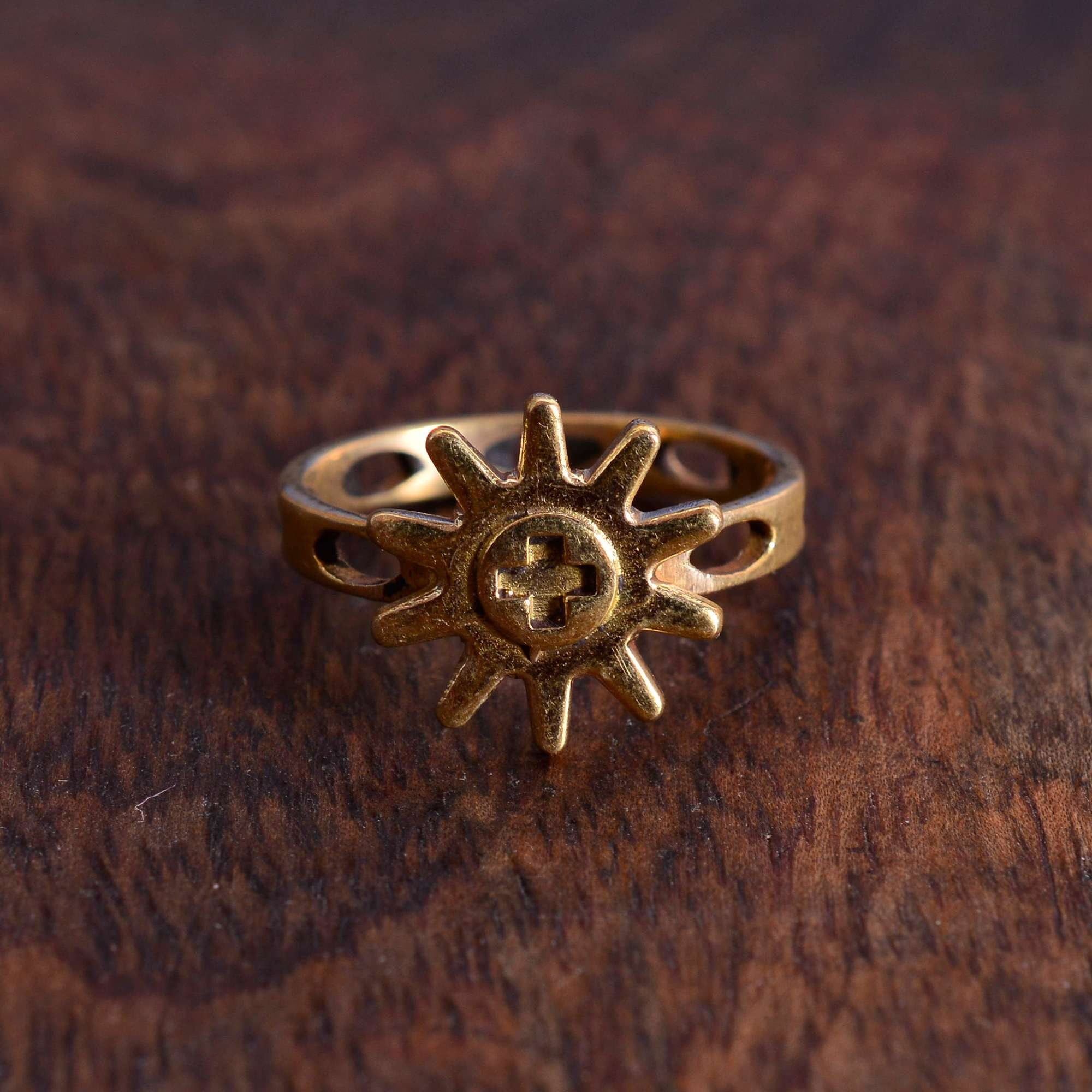 Gold Sun ring Full sun ring Metal ring Sun rays ring Gift Etsy