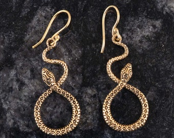 Gold Snake Ohrringe: Messing Boho Schlange Ohrringe