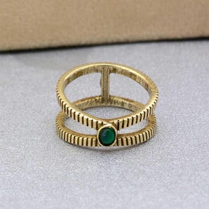 Dainty Green Onyx Ring: Minimalist Gemstone Stacking Ring